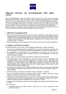 Vorschaubild von Allgemeine Nutzungs- und Lizenzbedingungen ZEISS Digital  Services