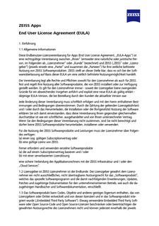 Vorschaubild von ZEISS Apps End User License Agreement (EULA)