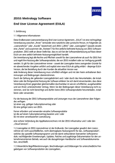 Vorschaubild von ZEISS Metrology Software End User License Agreement (EULA)