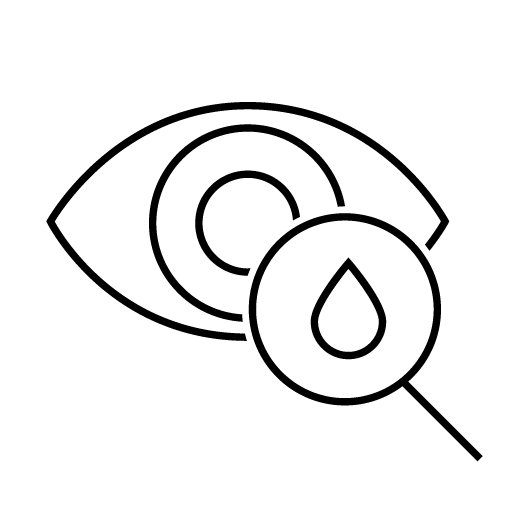 Symbol eines Auges mit einem Wassertropfen davor