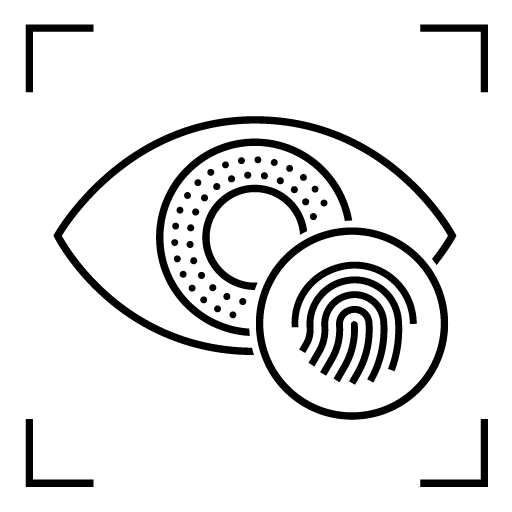 Symbol eines Auges mit einem Fingerabdruck davor