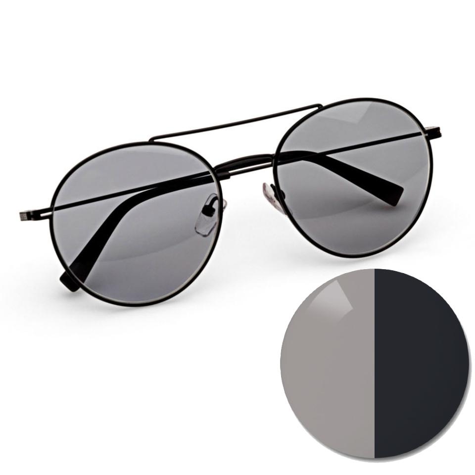 Brille mit ZEISS AdaptiveSun, unifarben, in Grau, mit einem Farbpunkt mit hellem und dunklem Farbton