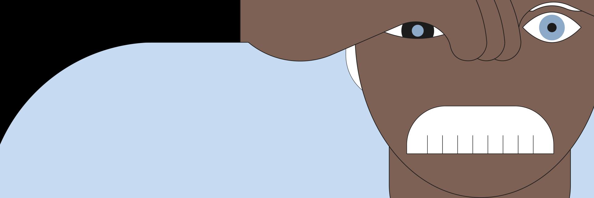 Eine Zeichnung vieler verschiedener Kinder und Teens mit Brillen in verschiedenen Formen und Farben auf einem schwarzen Hintergrund. 