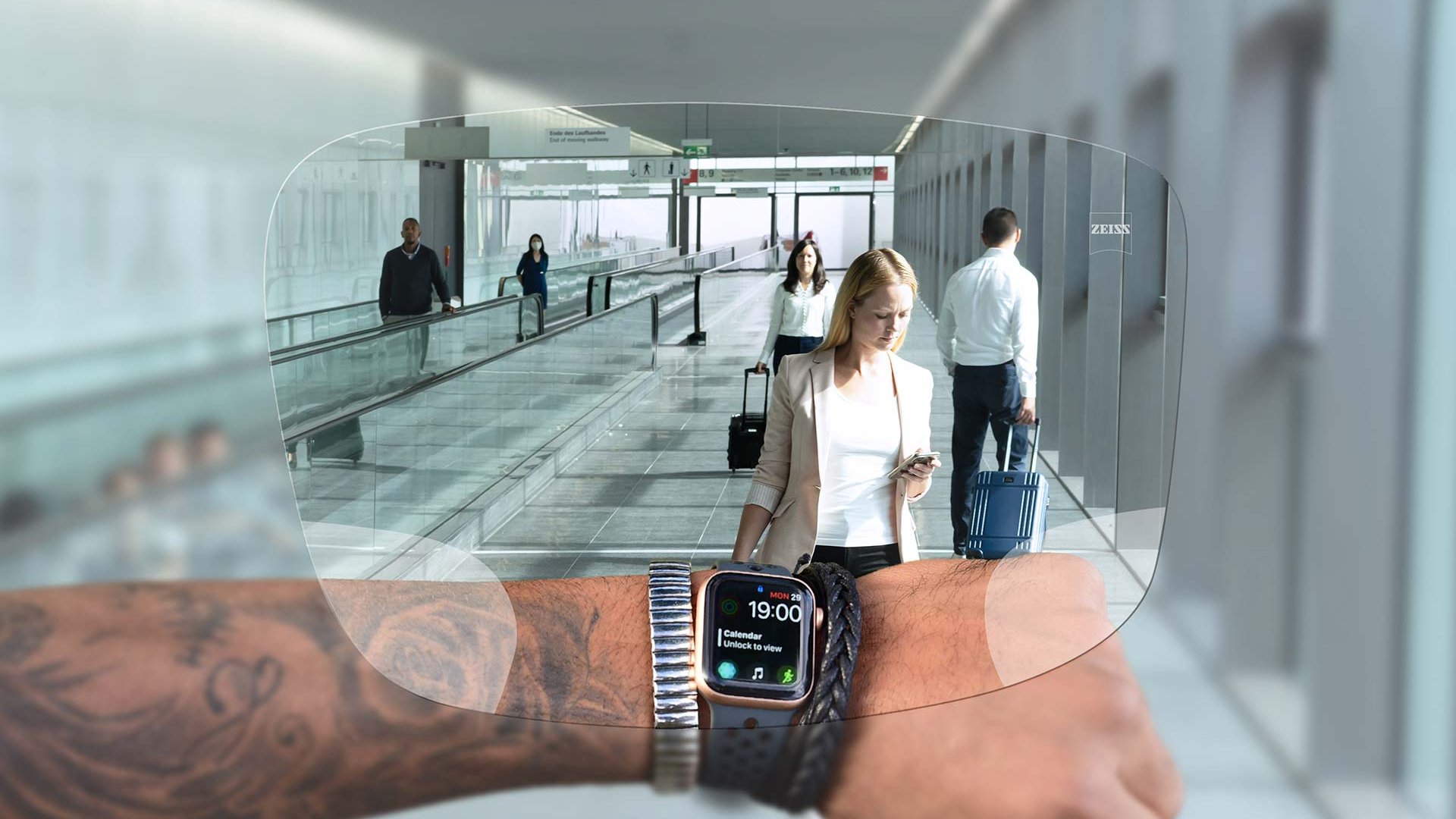 Darstellung der ZEISS SmartLife Digital Brillengläser. Die Abbildung zeigt den Blick durch die Gläser. 